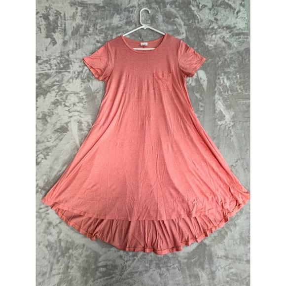 LuLaRoe Dresses & Skirts - LuLaRoe‎ Women's Small Pink Heather Ruffle Hem Pocket Short Sleeve Dress
